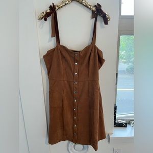 Faux Suede Brown Pinafore Size XL
